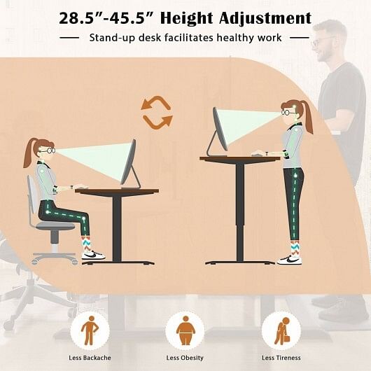 L-shaped Electric Standing Desk with 4 Memory Positions and LCD Display-Black - Free Shipping