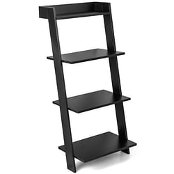 4-Tier Ladder Shelf with Solid Frame and Anti-toppling Device-Black - Free Shipping