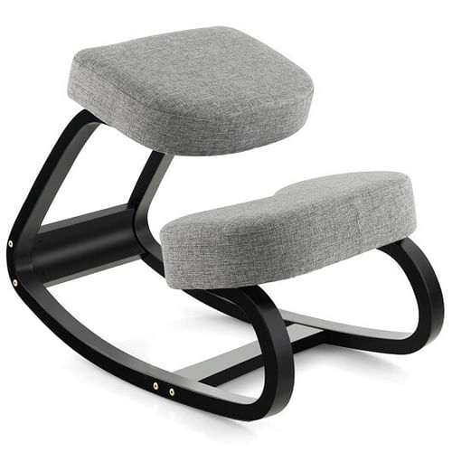 Rocking Ergonomic Kneeling Chair with Padded Cushion for Home Office-Gray - Free Shipping