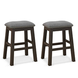 2 Piece 24.5 Inch Counter Height Bar Stool Set with Padded Seat-Gray - Free Shipping