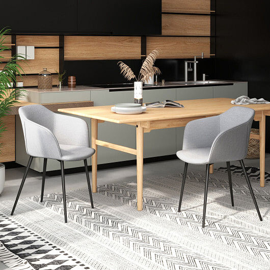 Set of 2 Upholstered Dining Chair with Ergonomic Backrest Design-Off White - Free Shipping