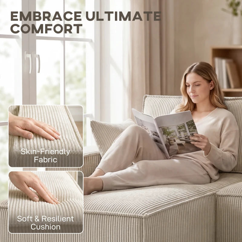 HOMCOM Modern U-Shaped Modular Sectional Sofa with Dual Chaise Lounges, Pocket Spring Cushions & Throw Pillows – Beige