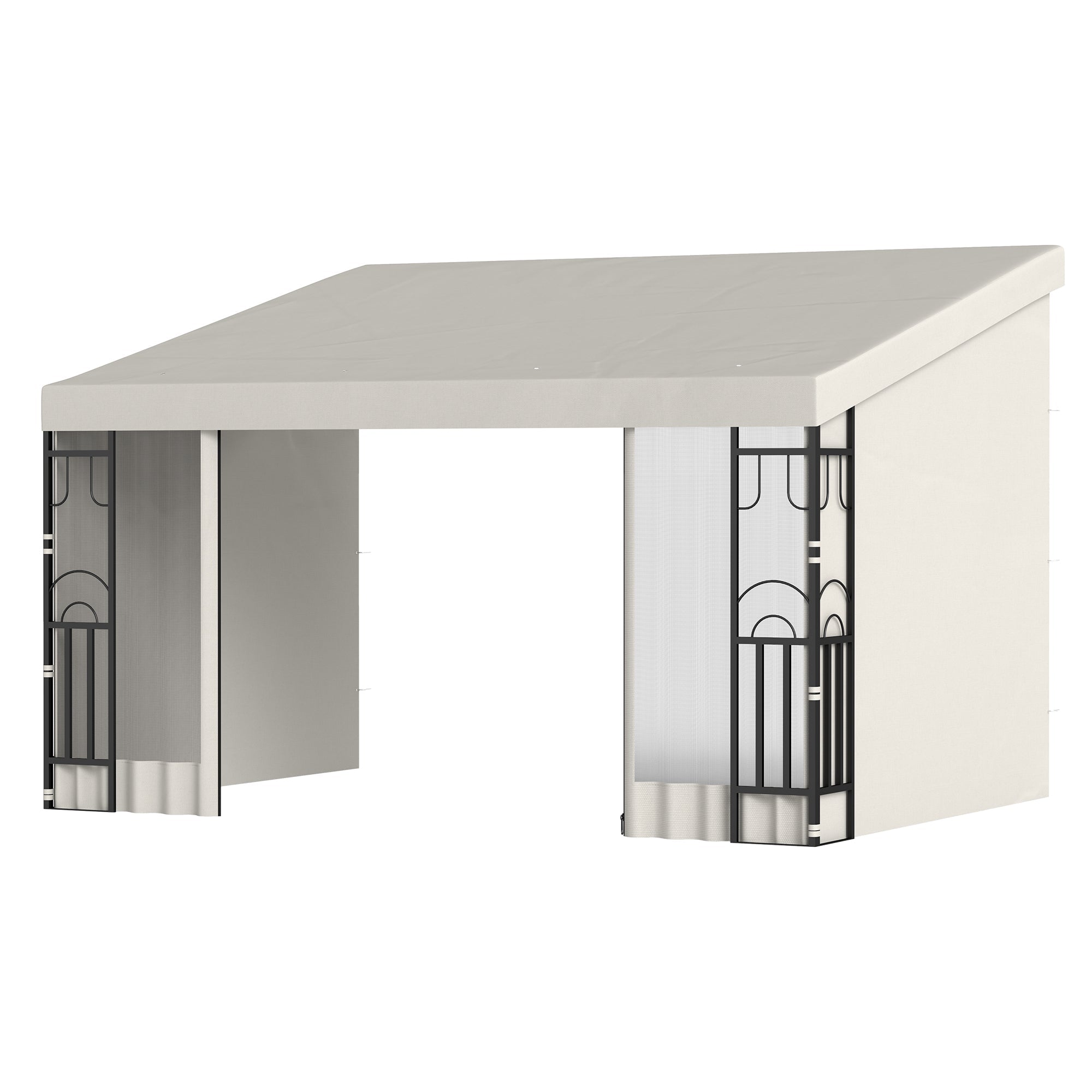 Outsunny 10' x 13' Wall Pergola, Outdoor Gazebo with 2 Curtains and 2 Nettings, UV Resistant, for Patio, Deck,  Beige
