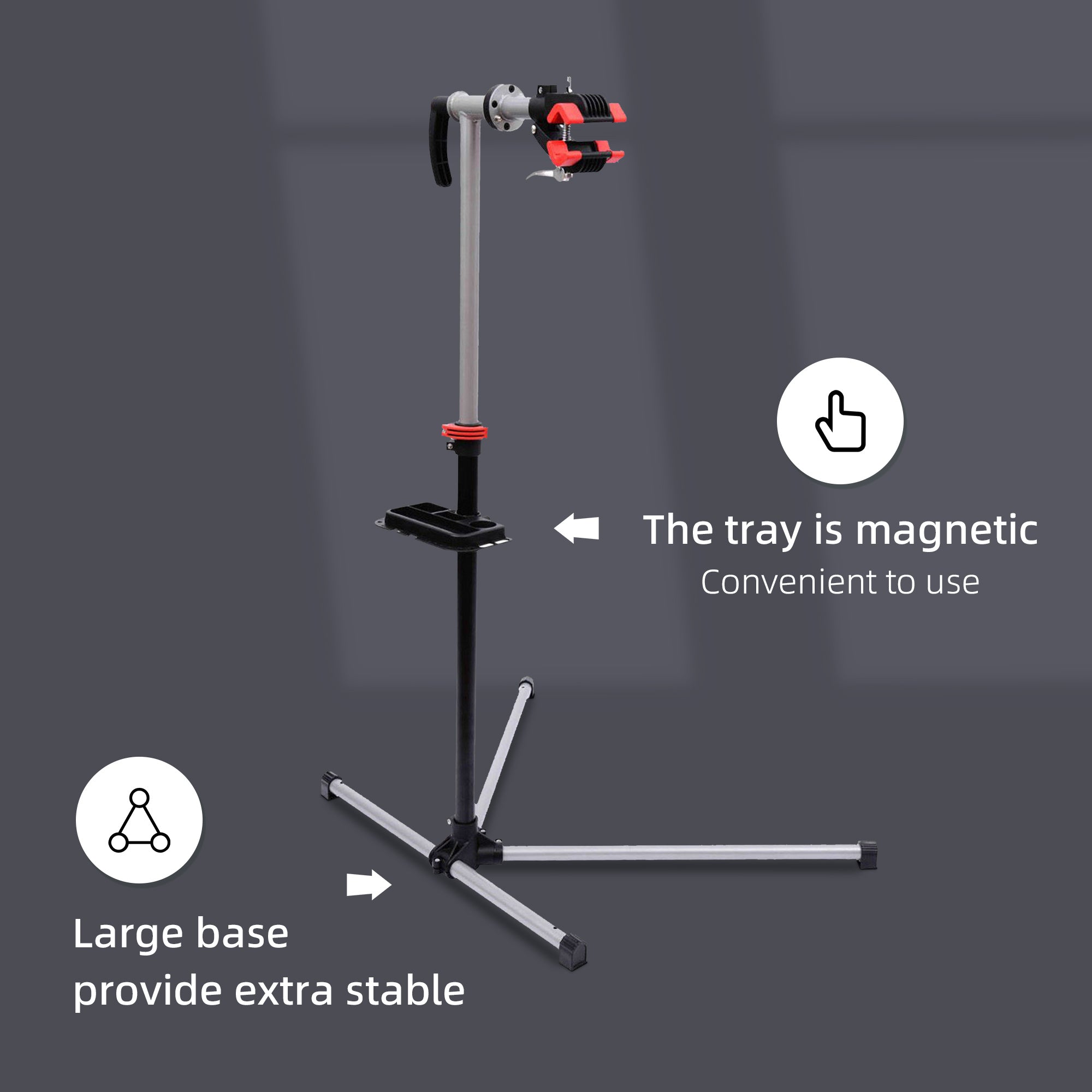 HOMCOM Bike Repair Stand Adjustable 47" To 75" with Tool Tray Bicycle Cycle Maintenance Rack Workstation