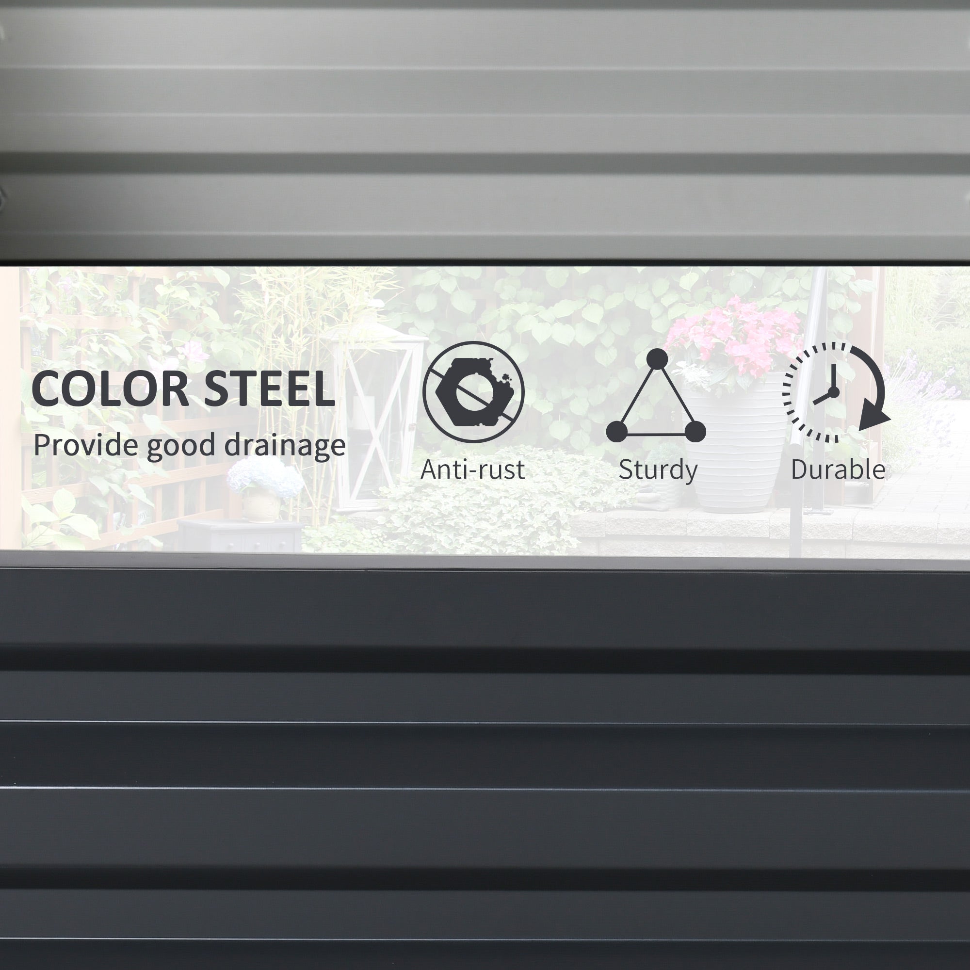 Outsunny Raised Planter Box 4'x2'x1' Galvanized Steel Garden Bed Vegetables Flowers Herbs Gardening Patio Grey