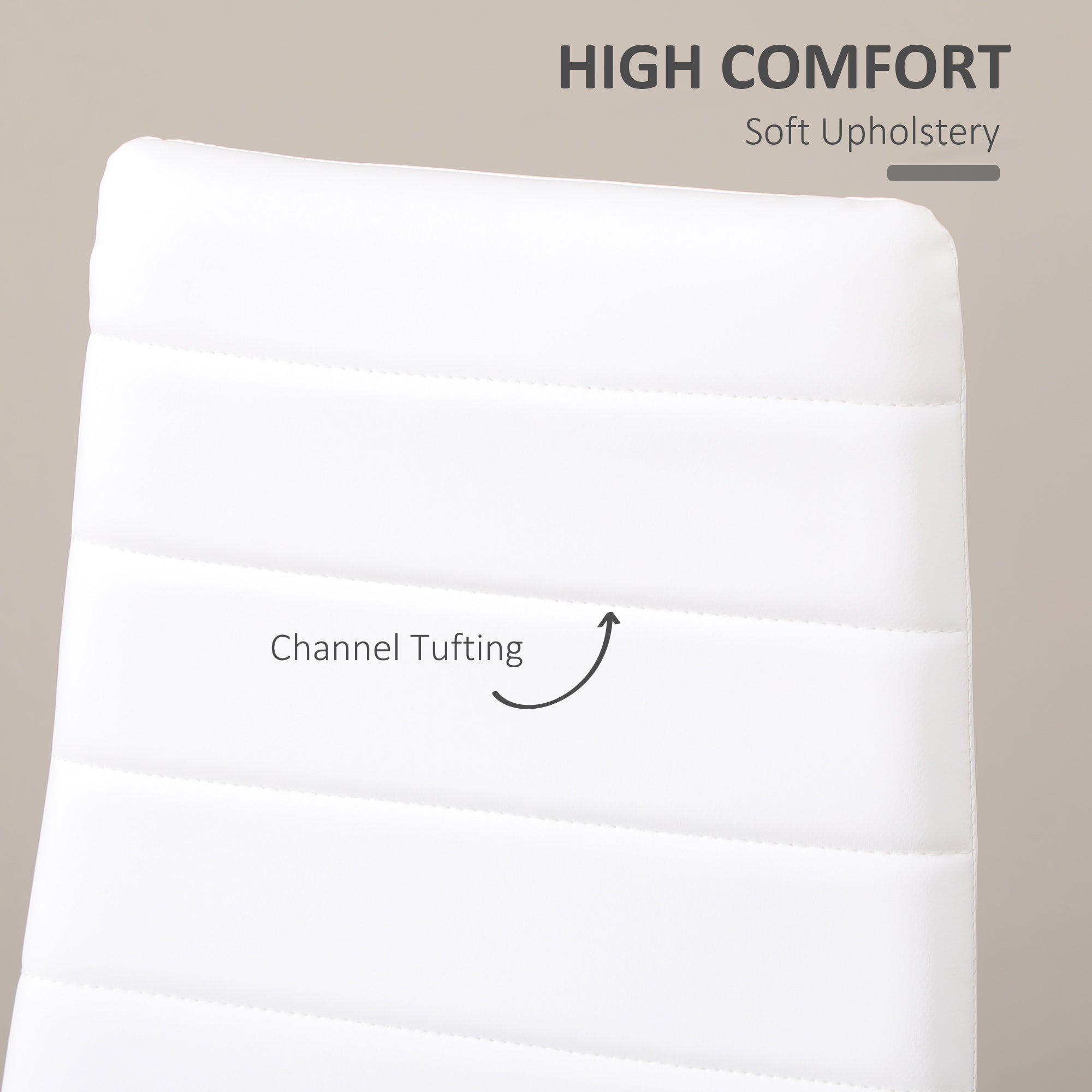 HOMCOM Elegant Dining Chair Set: High-Back PU Leather Upholstery, Metal Legs, Set of 6, White