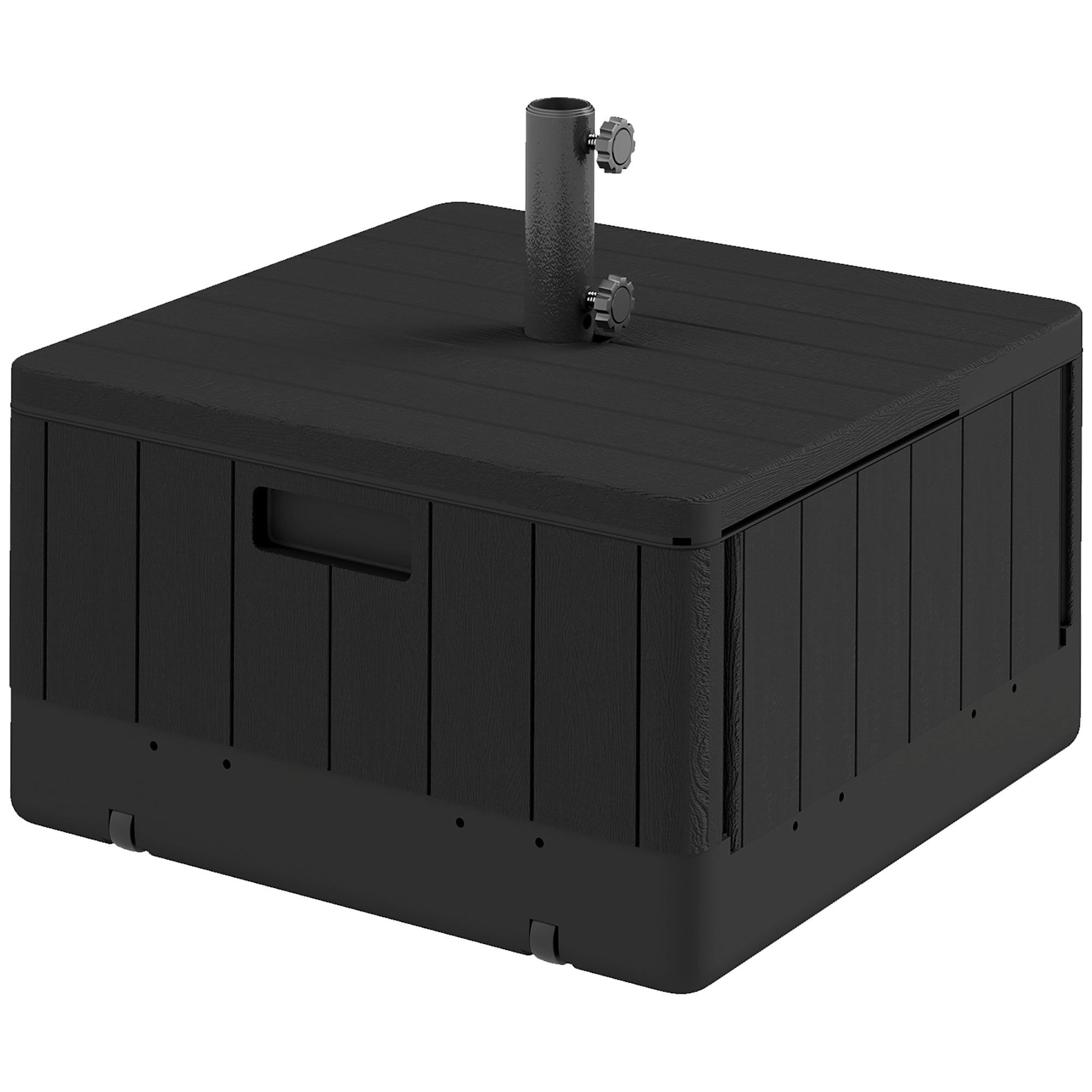 Outsunny Patio Umbrella Base Outdoor Umbrella Stand with Wheels Handles, Patio Umbrella Stand, Filled Up to 176lbs with Stand or 110lbs with Water for Garden, Poolside, Black