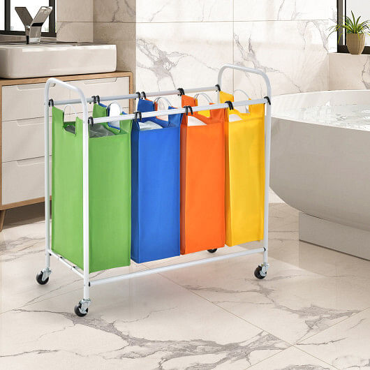136L Large Capacity 4-Section Laundry Sorter - Free Shipping