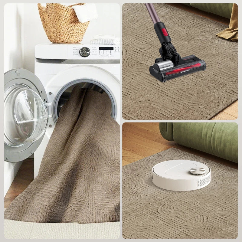 🏡 5x7 Faux Fur Area Rug – Plush Non-Slip Floor Carpet (Tan)