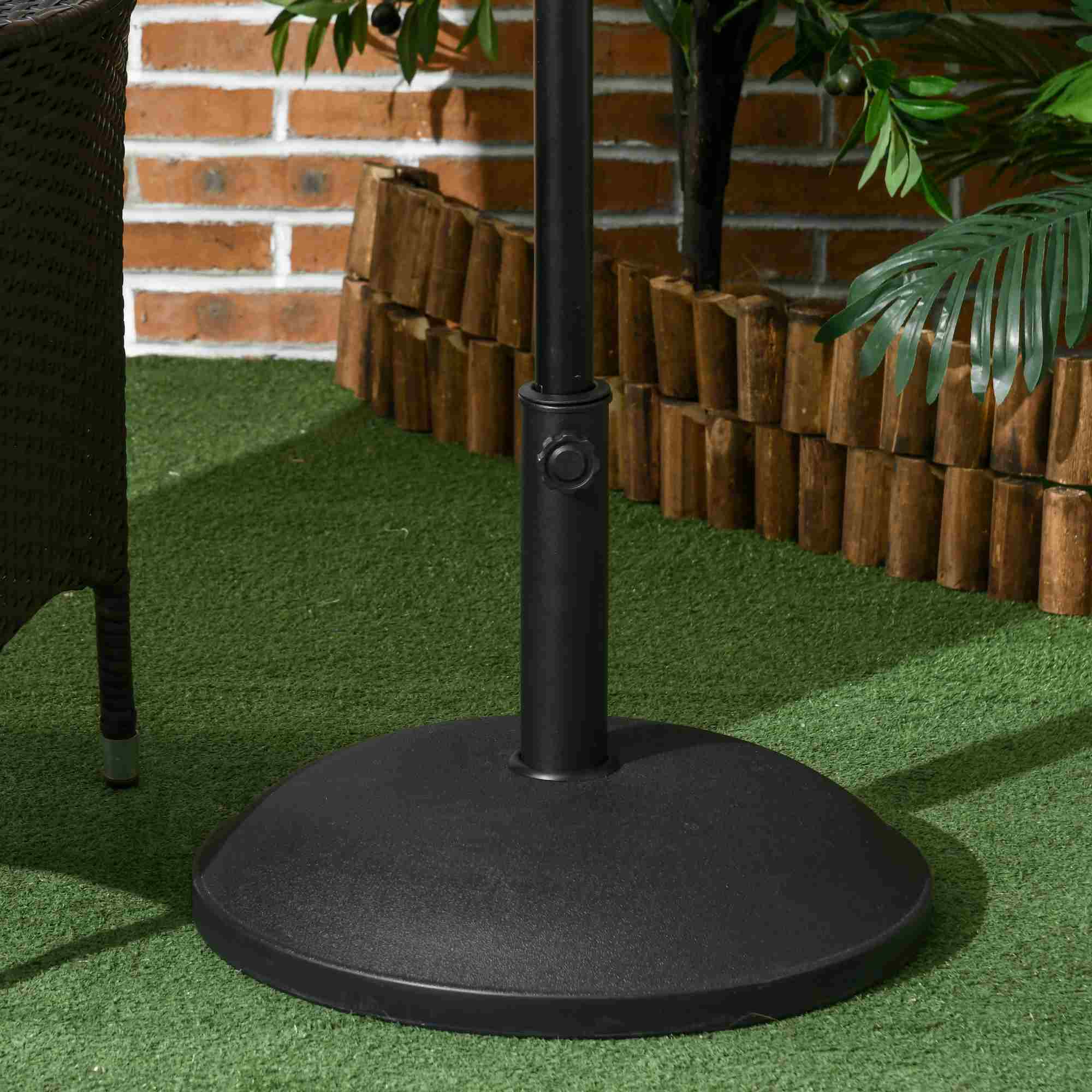 Outsunny 55lb Cement Round Umbrella Base: Heavy Duty Outdoor Patio & Backyard Stand, Black