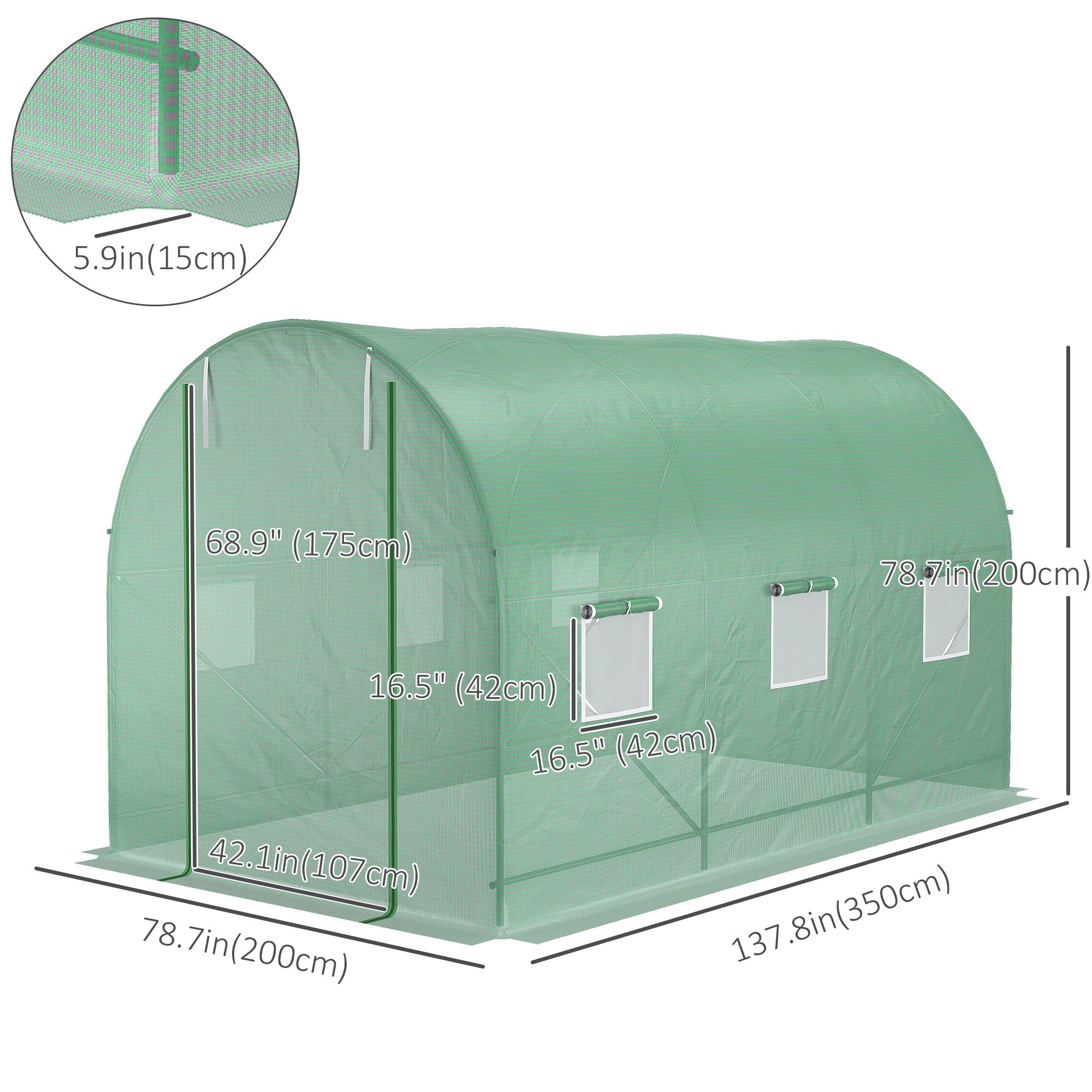 Outsunny Walk-in Tunnel Grow House: 11.5x6.6 Outdoor Plant Growing Hot House with Roll Up Door