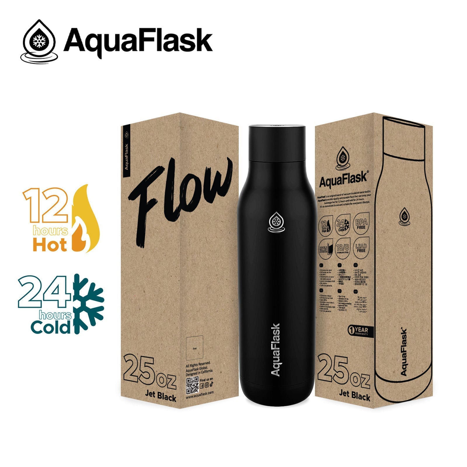 AquaFlask FLOW Vacuum Insulated Water Bottles 739 ml (25 oz)