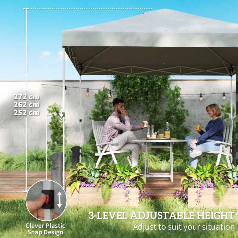 9.6 x 9.6 ft Pop Up Canopy Tent with Pockets, UPF 50+ 1-Button Push Outdoor Instant Canopy with Sandbags, Wheeled Bag