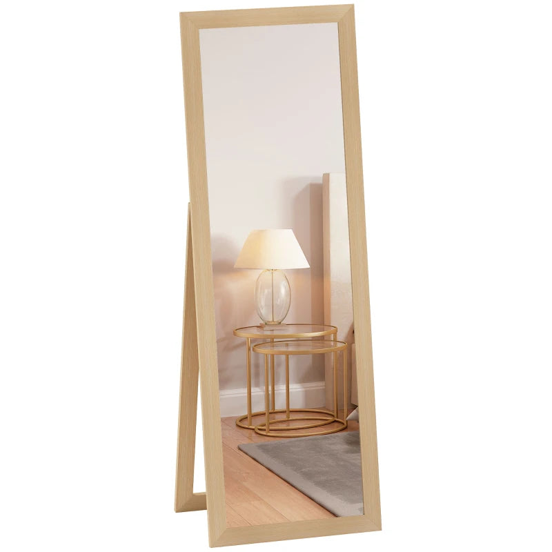 58" x 20" Floor Standing Mirror, Full Body Mirror for Bedroom, Living Room, Oak