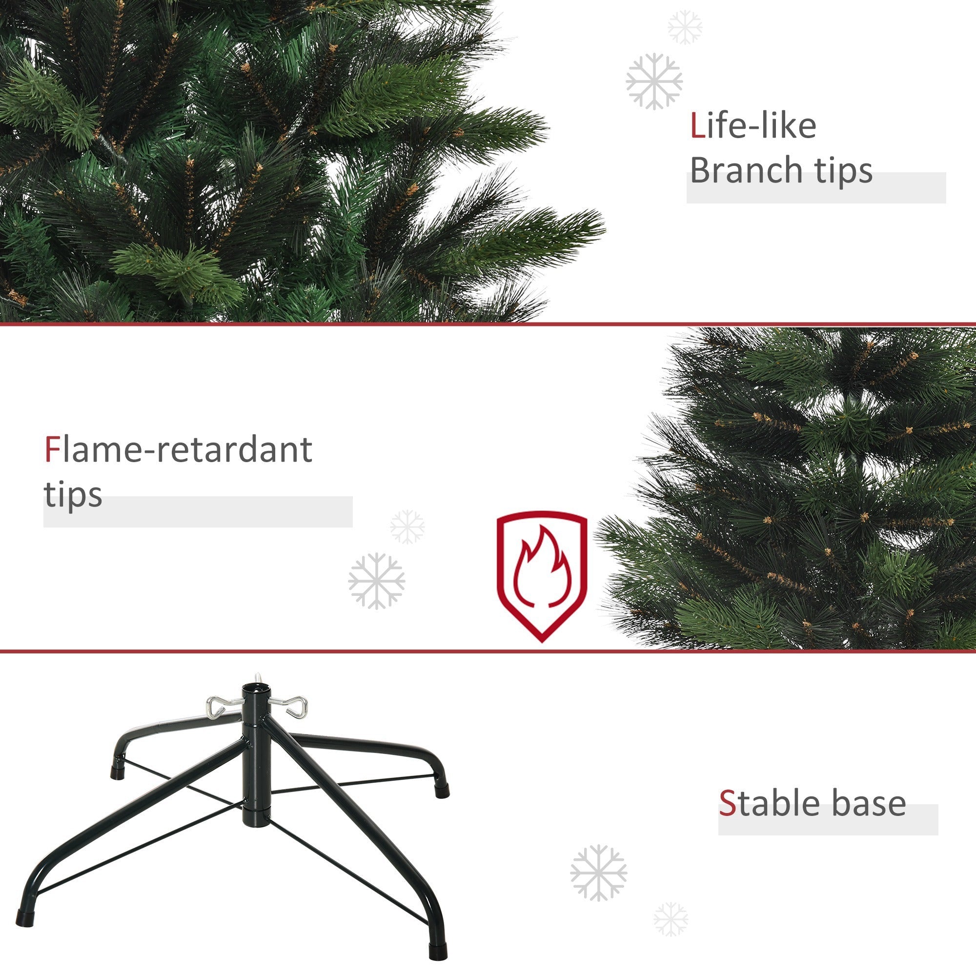 HOMCOM 6FT Artificial Christmas Tree Xmas Tree Holiday Home Decoration with Automatic Open, Green