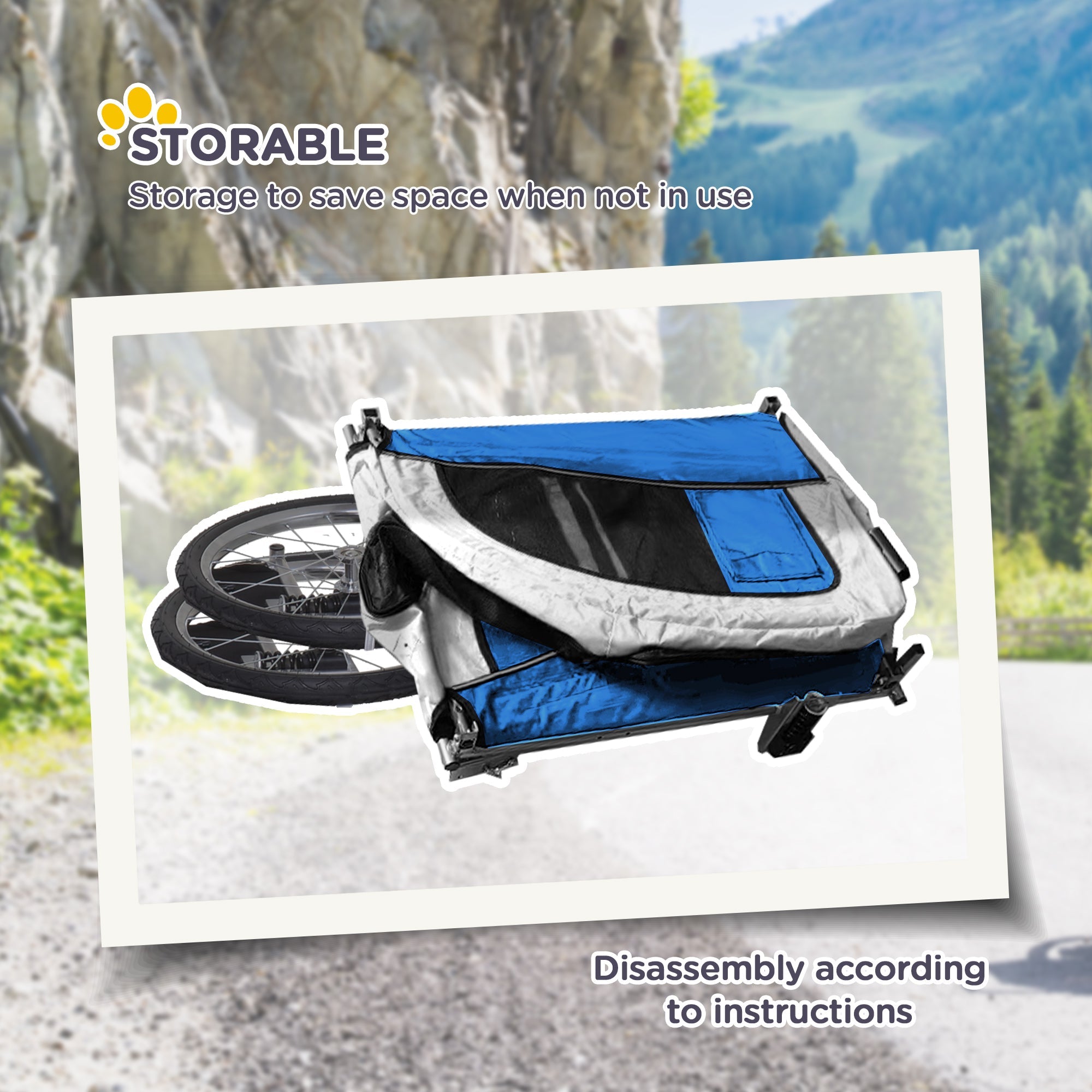 Aosom Elite II 2-In-1 Dog Bike Trailer Pet Stroller Cart Bicycle Wagon Travel Carrier with Suspension Blue