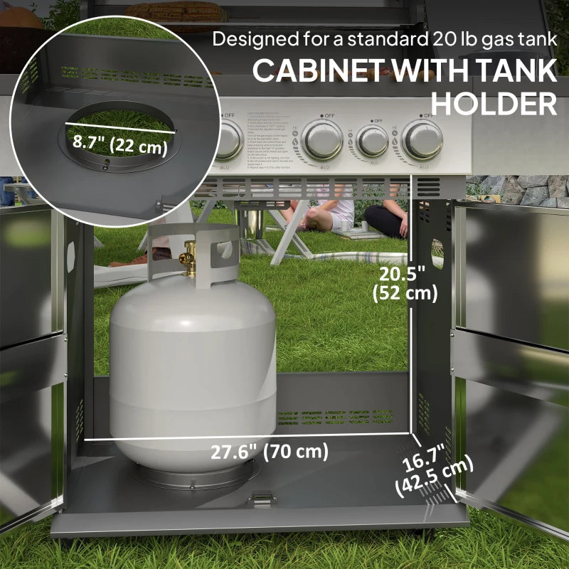 🔥 4+1 Burner Liquid Propane Gas Grill – Outdoor BBQ with Side Burner (Silver)