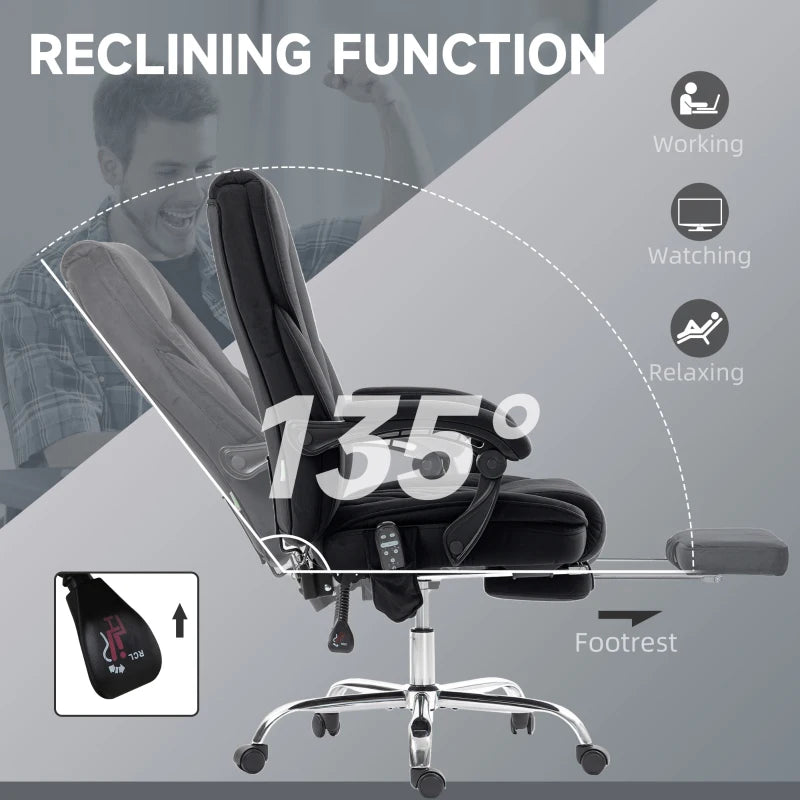 Massage Office Chair, Reclining Computer Chair with Adjustable Height and Footrest, Black