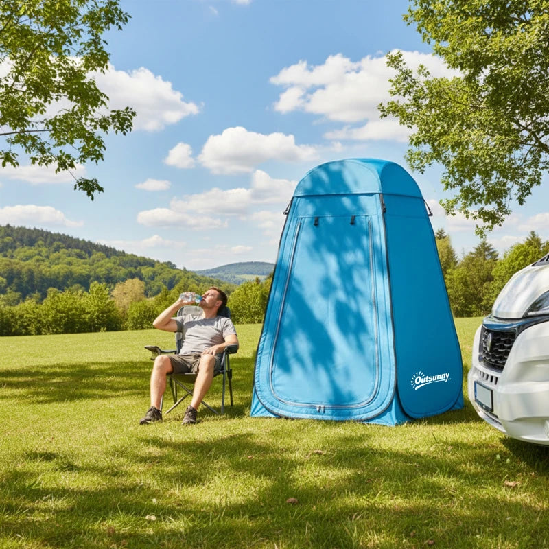 Pop Up Shower Tent, Portable Privacy Room for Outdoor Changing, Dressing, Fishing Storage with Carrying Bag, Blue