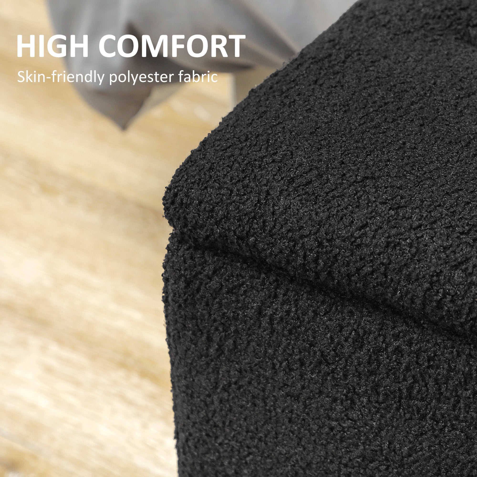 HOMCOM Modern Storage Bench, Ottoman with Storage and Lamb's Wool Upholstery for Living Room, Bedroom, Black