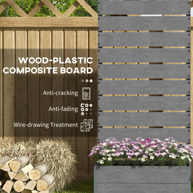 Raised Garden Bed with Trellis, Freestanding Elevated Planter Box for Climbing Vines, 28" x 15" x 59", Dark Grey