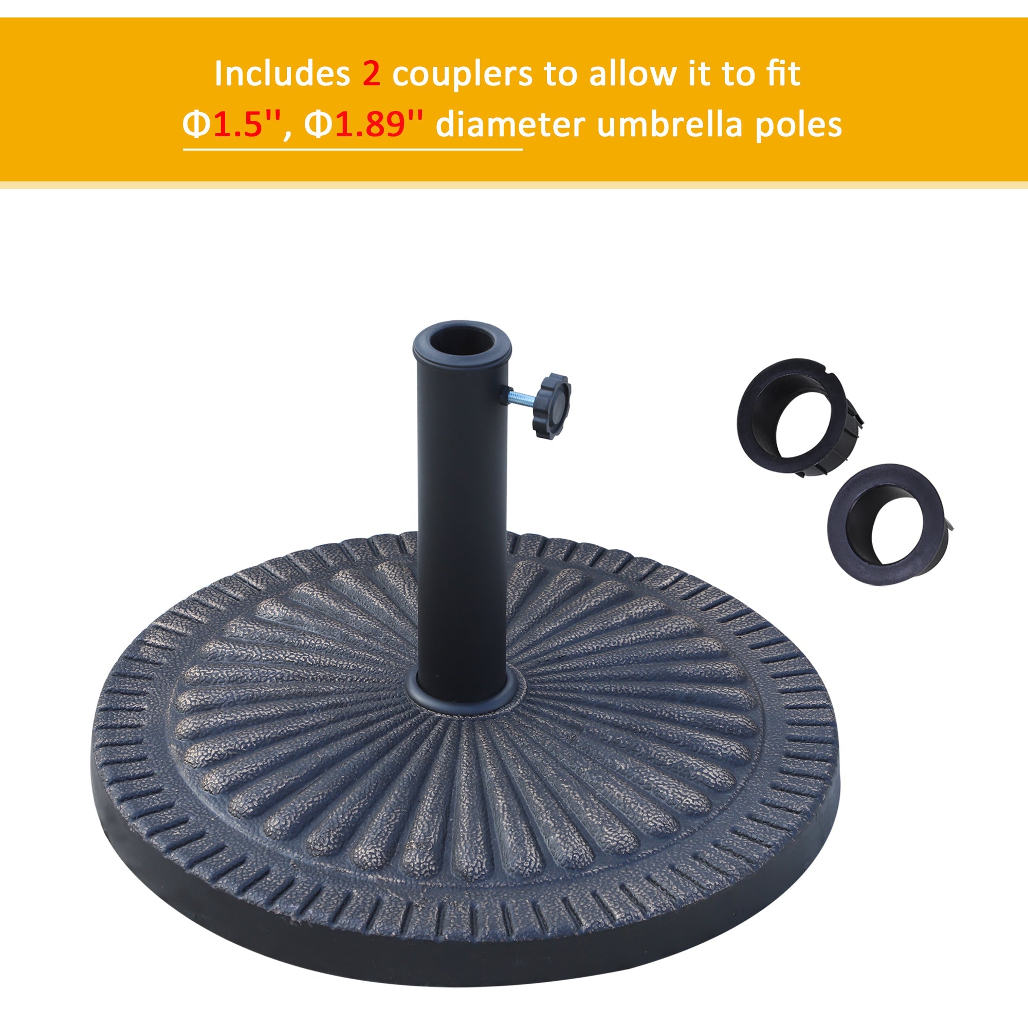 Outsunny Umbrella Base: 31lb 19" Round Decorative Resin Parasol Stand for Outdoor Patio & Backyard, Bronze