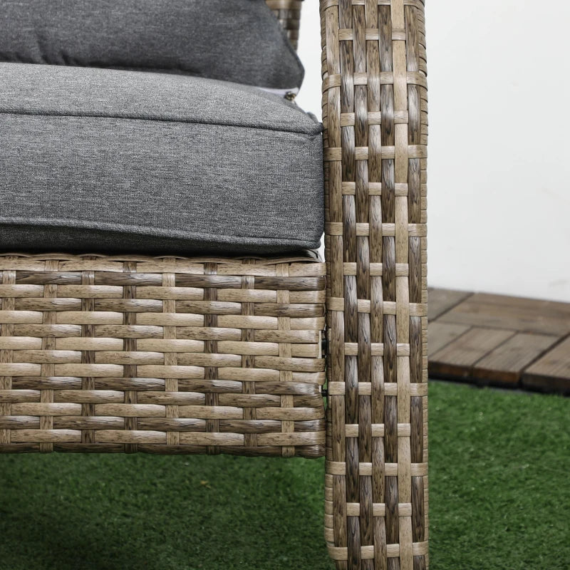 Wicker Adirondack Chair, PE Rattan Outdoor Fire Pit Chair Muskoka Chair with Cushions, Mixed Grey