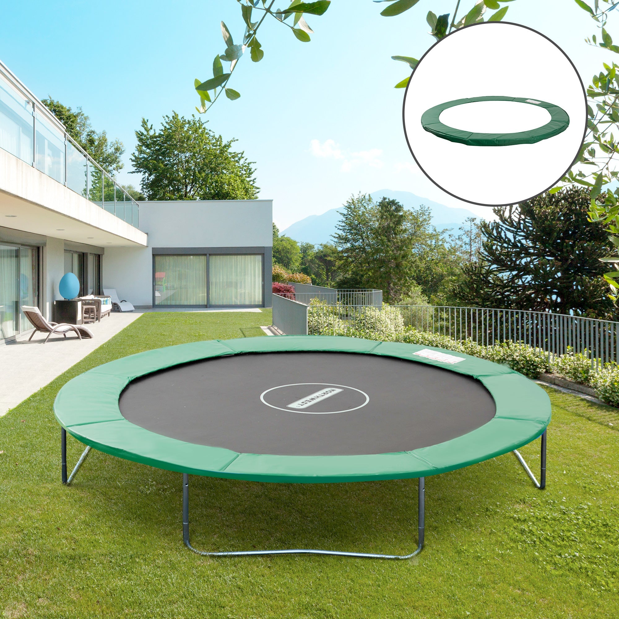 Soozier Φ8ft Trampoline Safety Pad Spring Cover Replacement Bounce Jump EPE Foam Protection Green