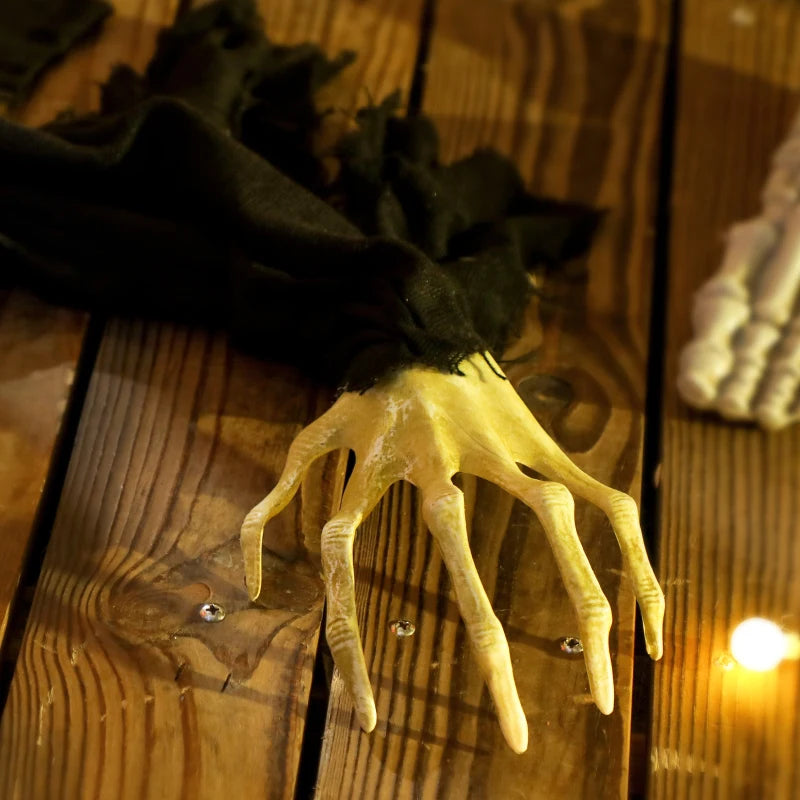 Outsunny 72" Life-Size Halloween Animated Crawling Zombie – LED Eyes, Battery Operated