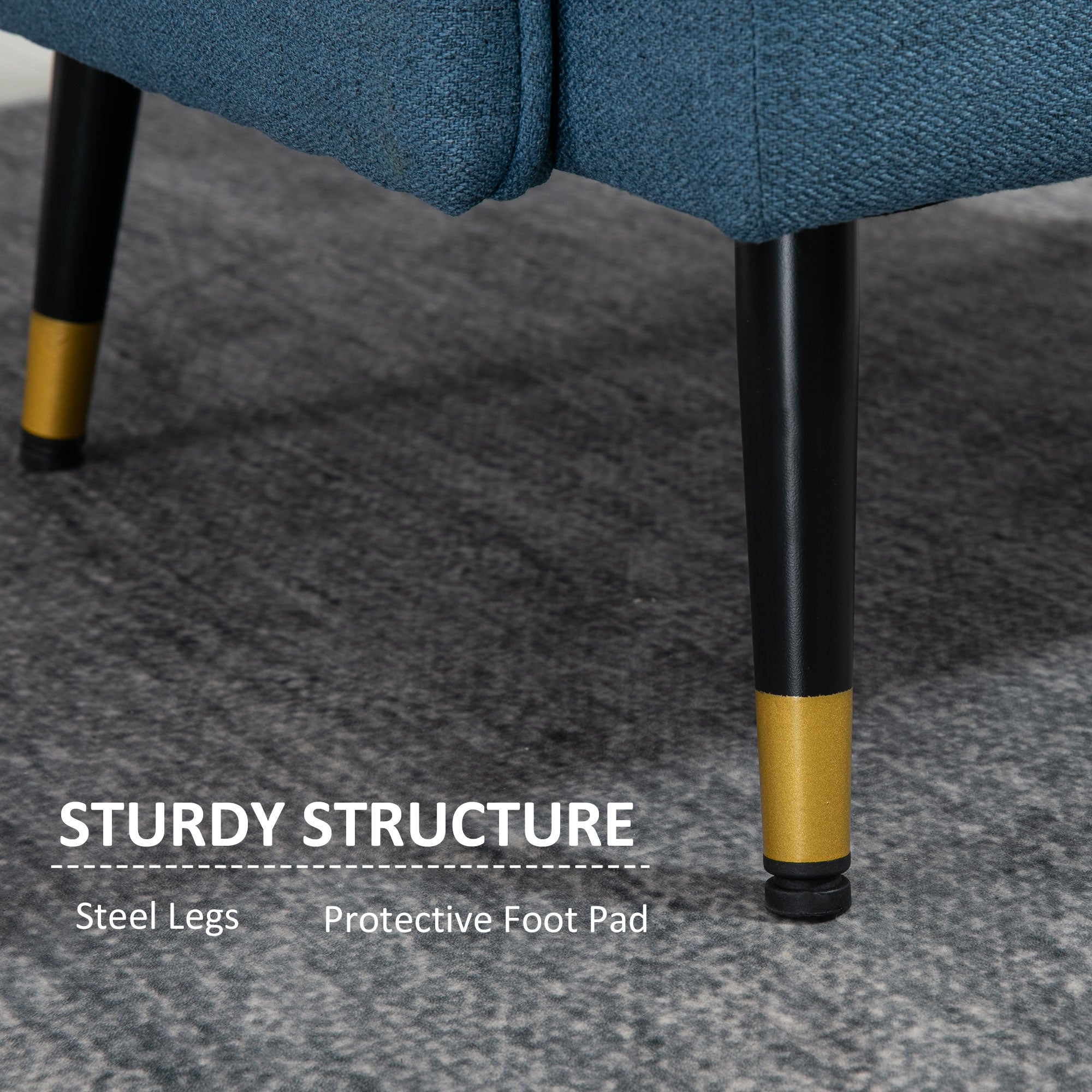 HOMCOM Button-Tufted Fabric Accent Chair: Cushioned Comfort with Elegant Armrests, Azure Blue