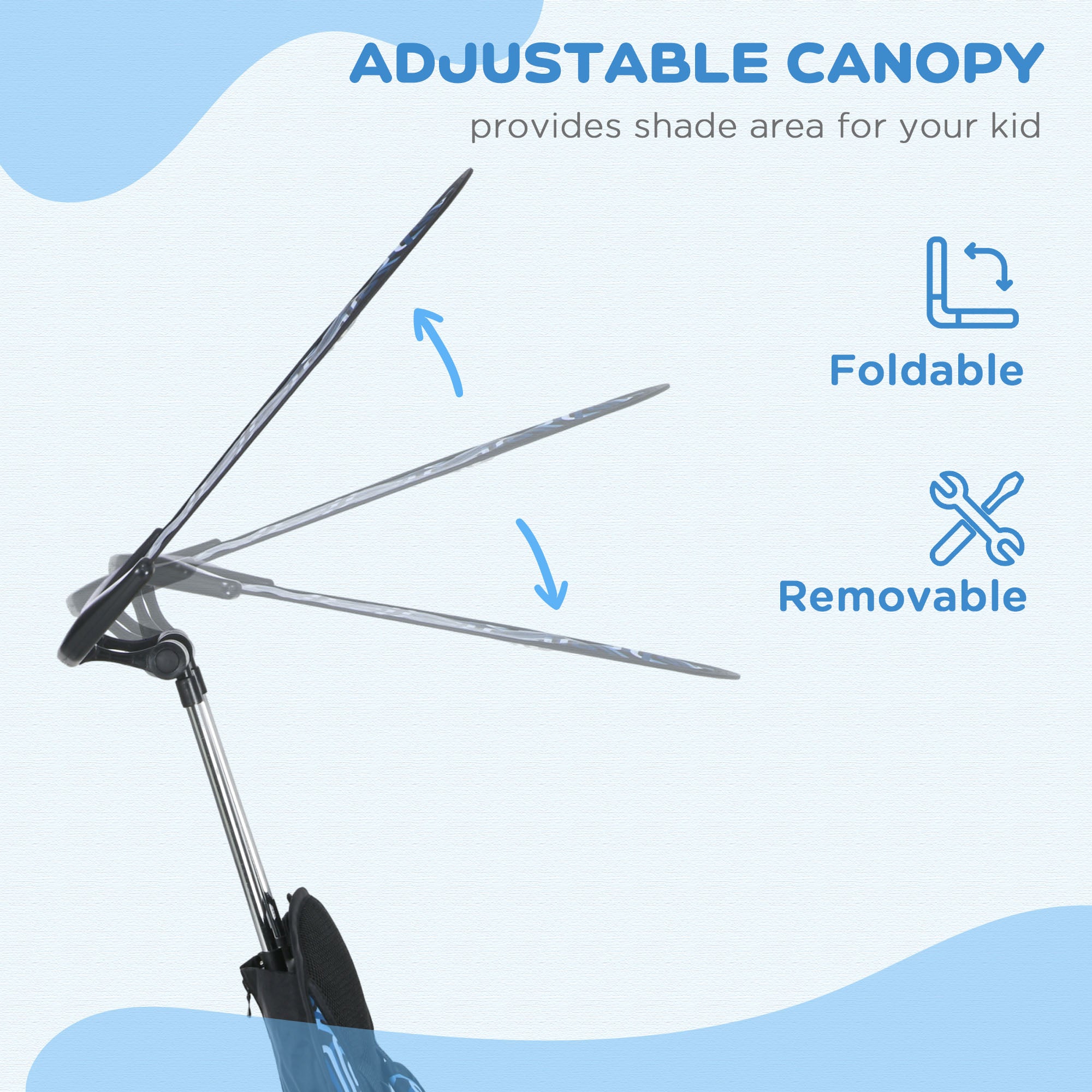 Qaba 4-in-1 Convertible Kids Tricycle with Removable Handlebar and Canopy Blue