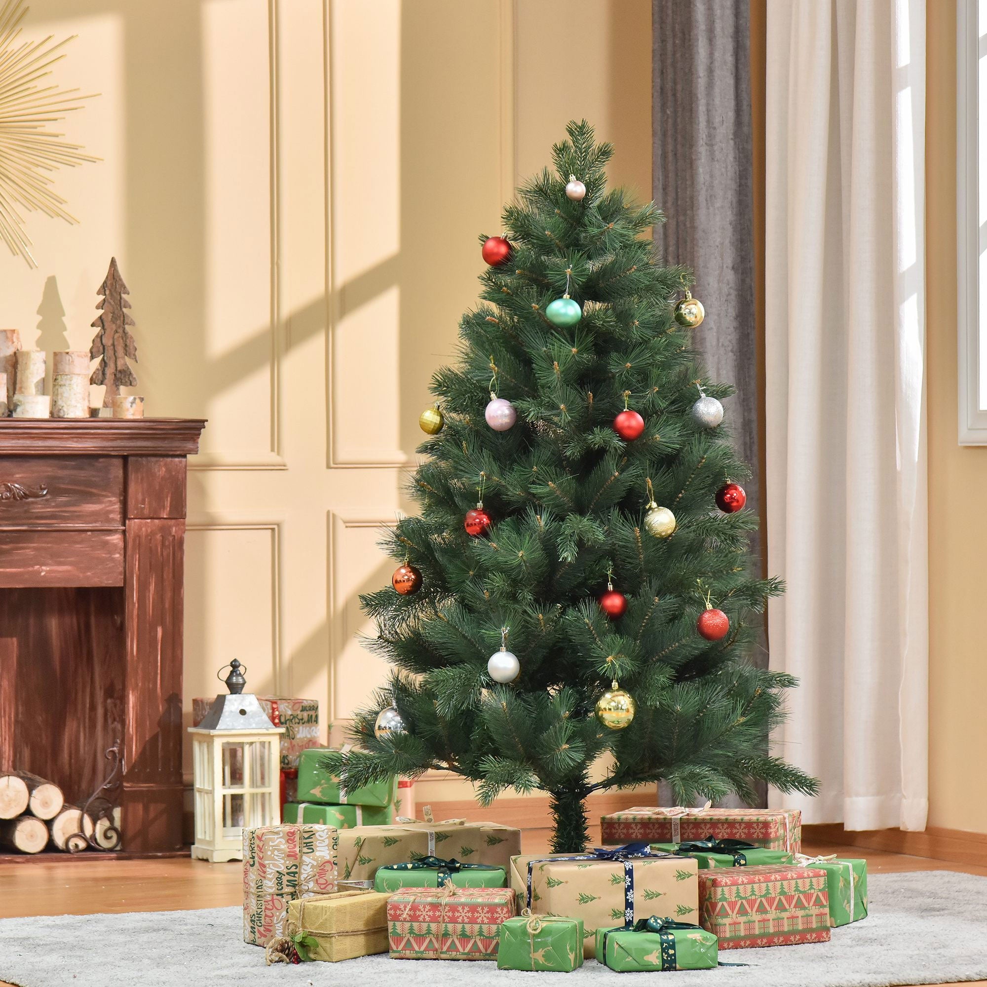 HOMCOM 6 FT Christmas Tree Artificial Pine Tree Christmas Decoration 375 Branches Green