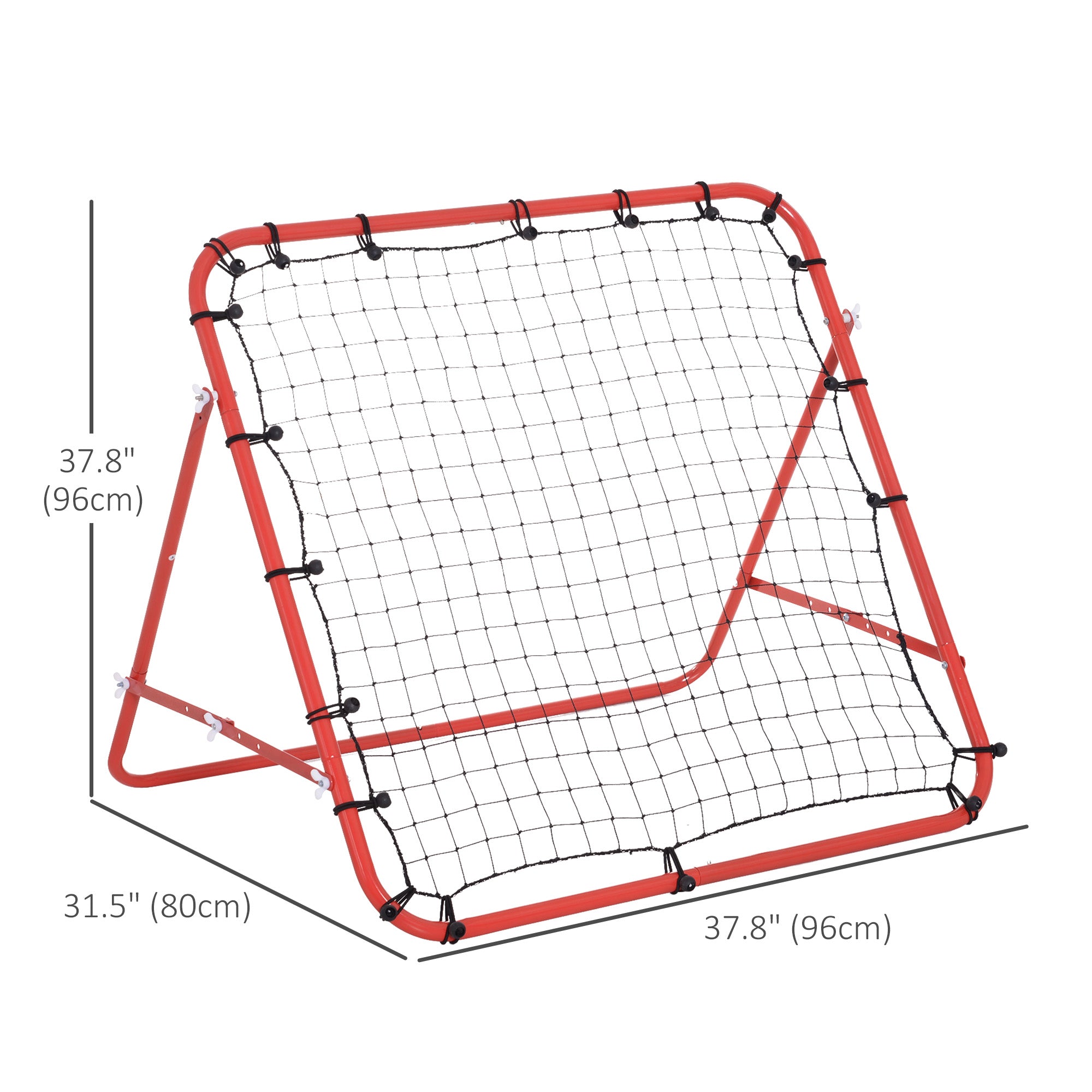 HOMCOM Kids Football Rebounder Net Training Soccer Kickback Target Goal Adjustable Red for Outdoor Play