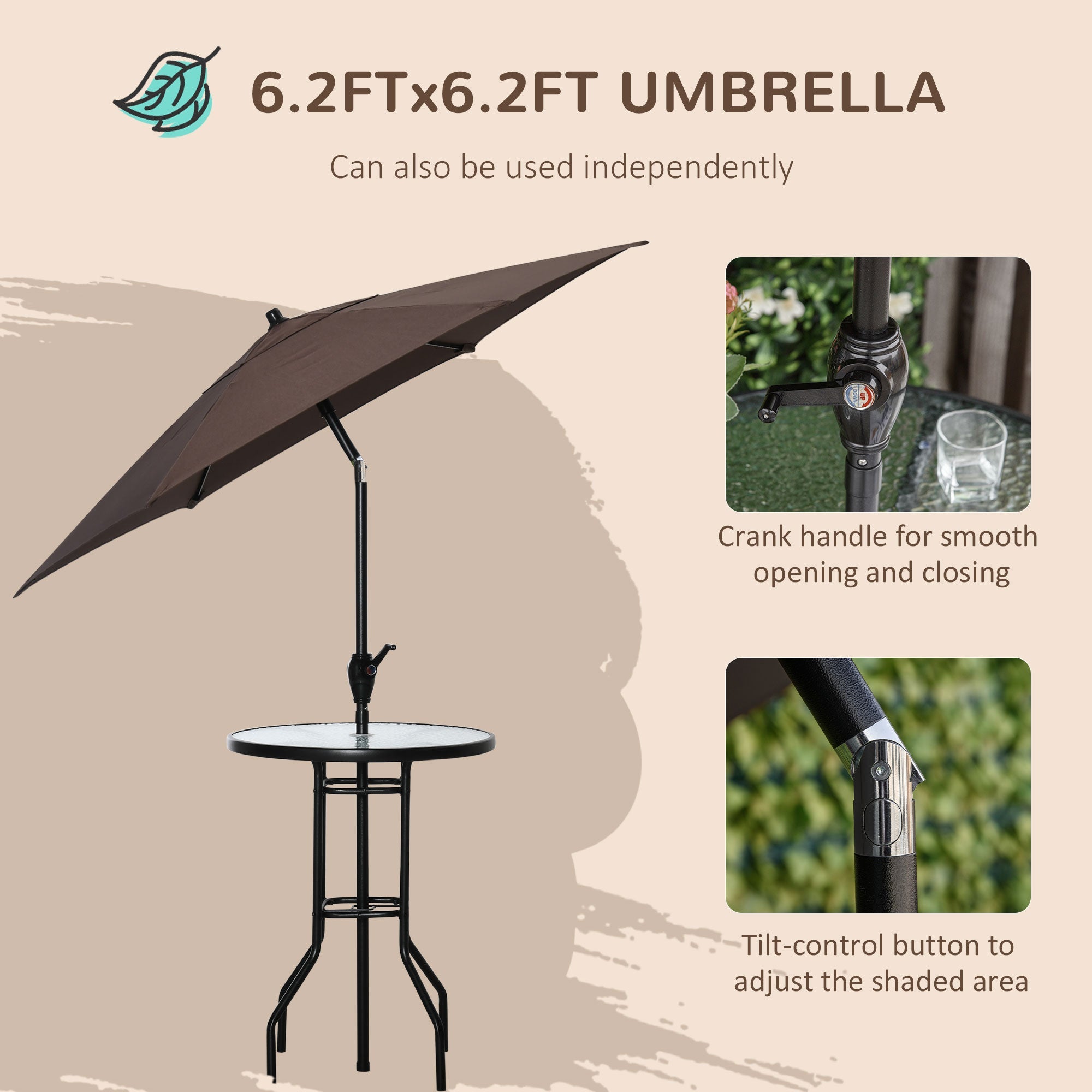 Outsunny 4 Piece Patio Bar Set Sling Folding Outdoor Furniture with Umbrella Brown for Poolside Backyard Garden