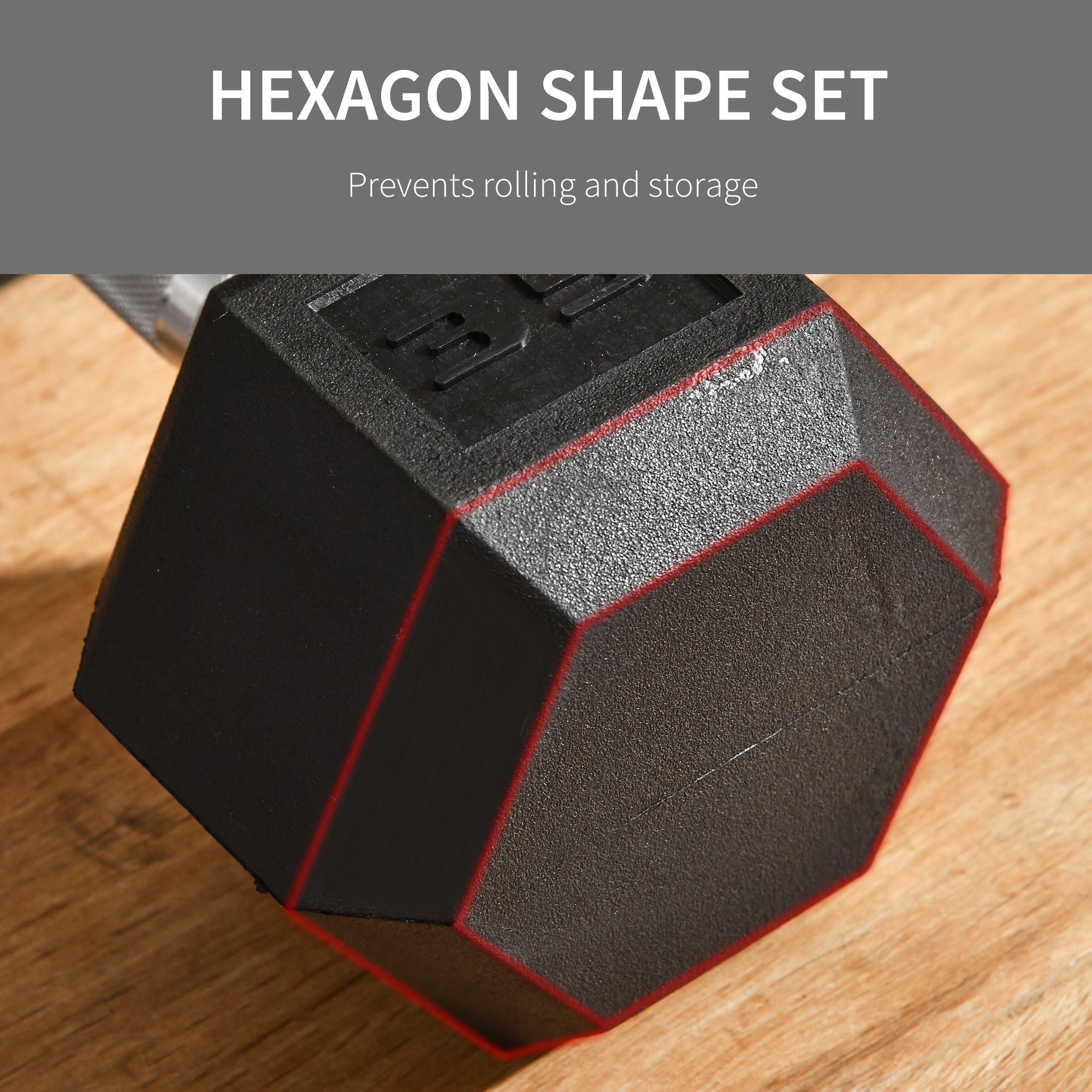 Soozier 35lbs Rubber Hex Dumbbells: Hand Weight Barbell for Body Fitness Training at Home or Office, Black Finish