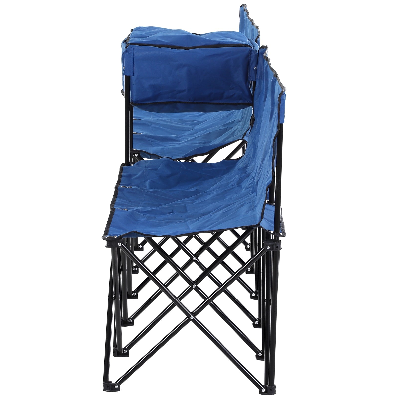 Outsunny 6 Seat Sport Bench Camp Seat Crowd Folding Portable Cooler Bag w/ Carrying Case Blue
