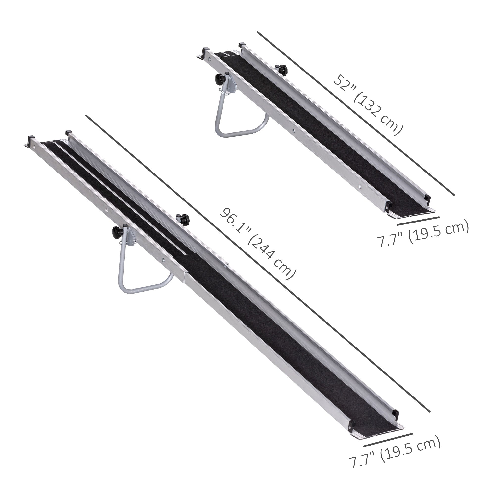 HOMCOM Telescopic Wheelchair Ramp, 8ft, 600 lbs, Aluminium Threshold Ramp, 2 Pack, for Home Steps, Mobility Scooters, Stairs