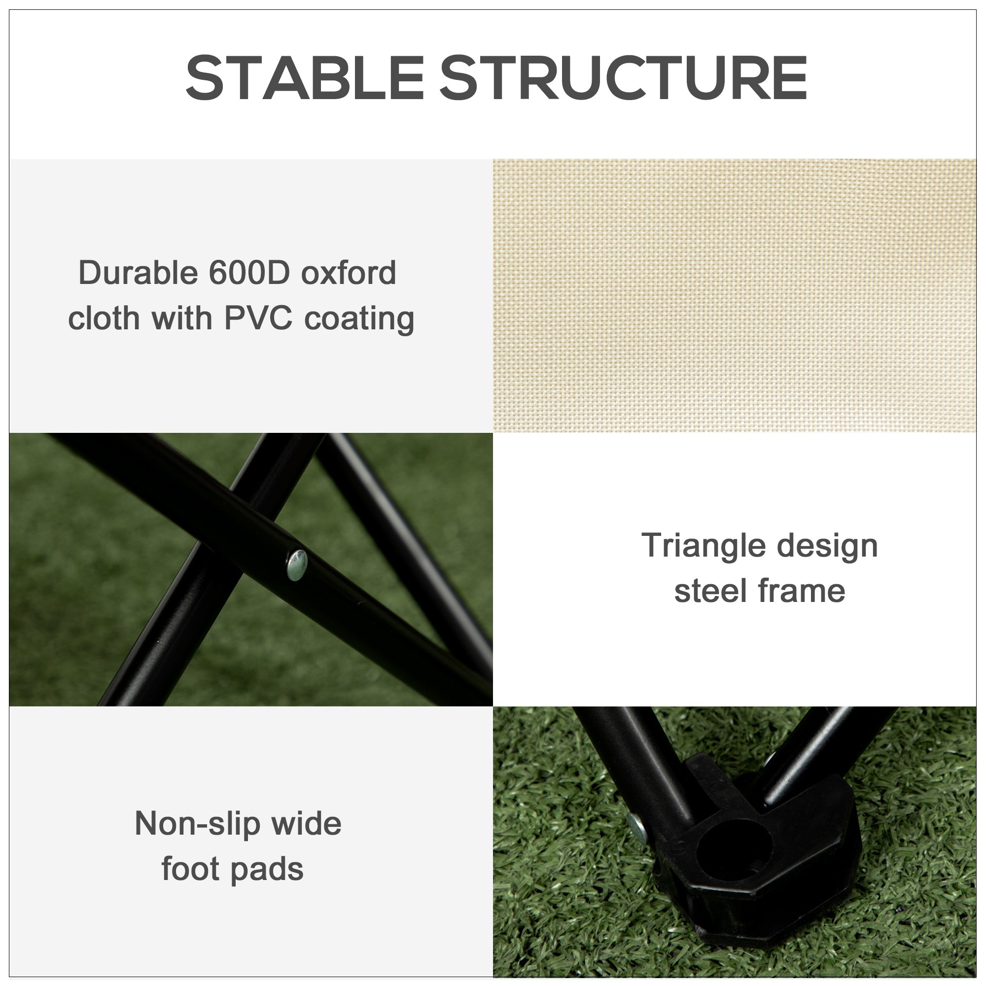 Outsunny Folding Camping Chair Lightweight Portable Chair for Outdoor Hiking Backpacking with Carry Bag Side Pocket White