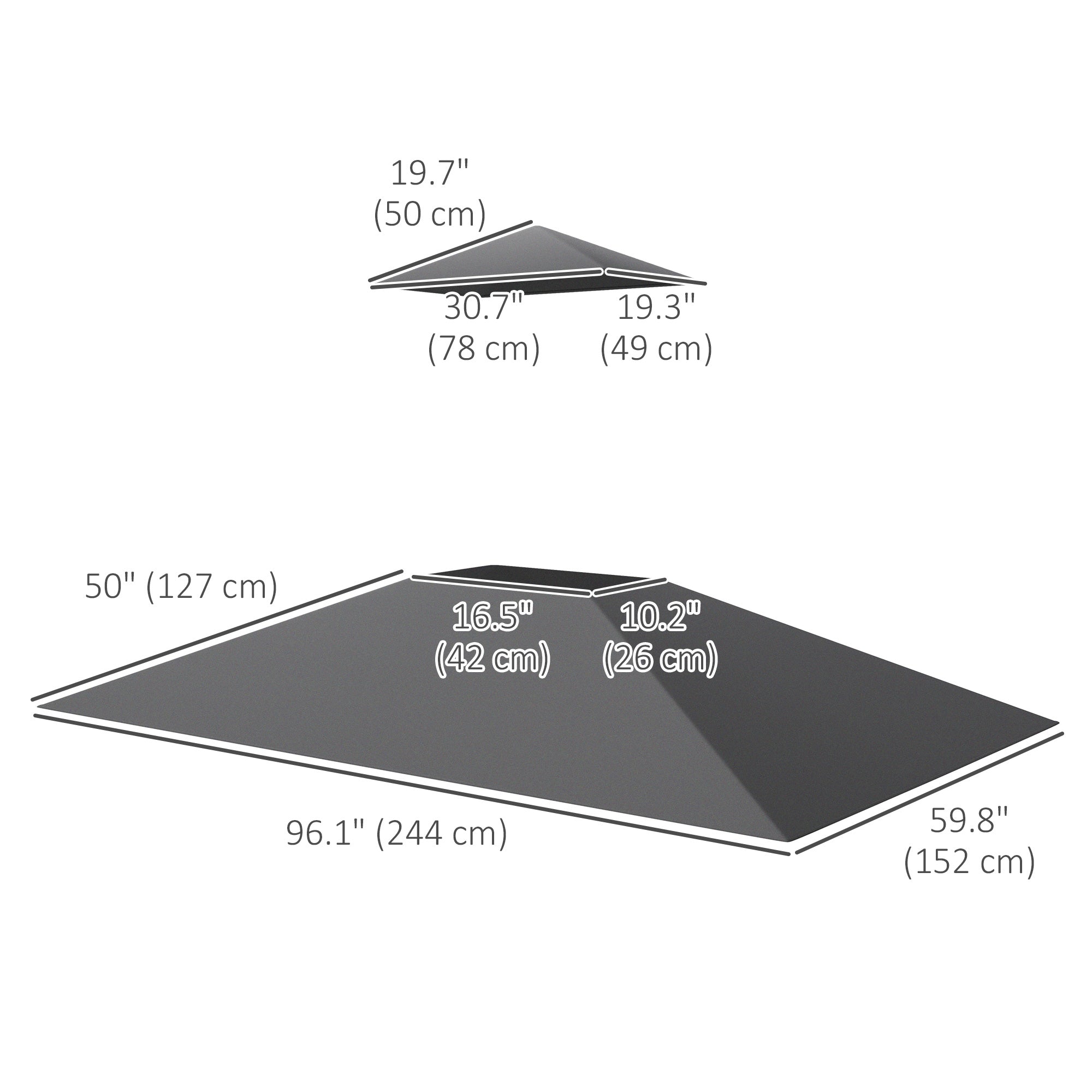 Outsunny BBQ Gazebo Canopy Replacement Roof, 5' x 8' Grill Gazebo Roof with UPF50+ Double Tiered Top Cover, Dark Grey