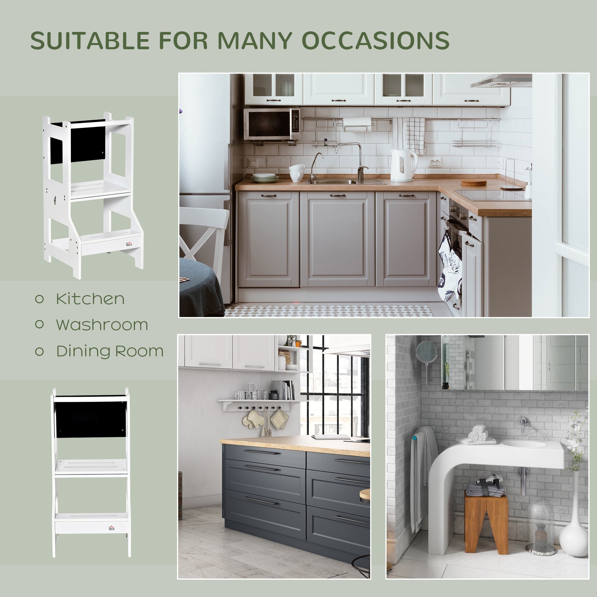 HOMCOM 2-in-1 Versatile Wonder: Convertible Kids Step Stool to Table & Chair Set, Playful White Finish for Learning & Fun