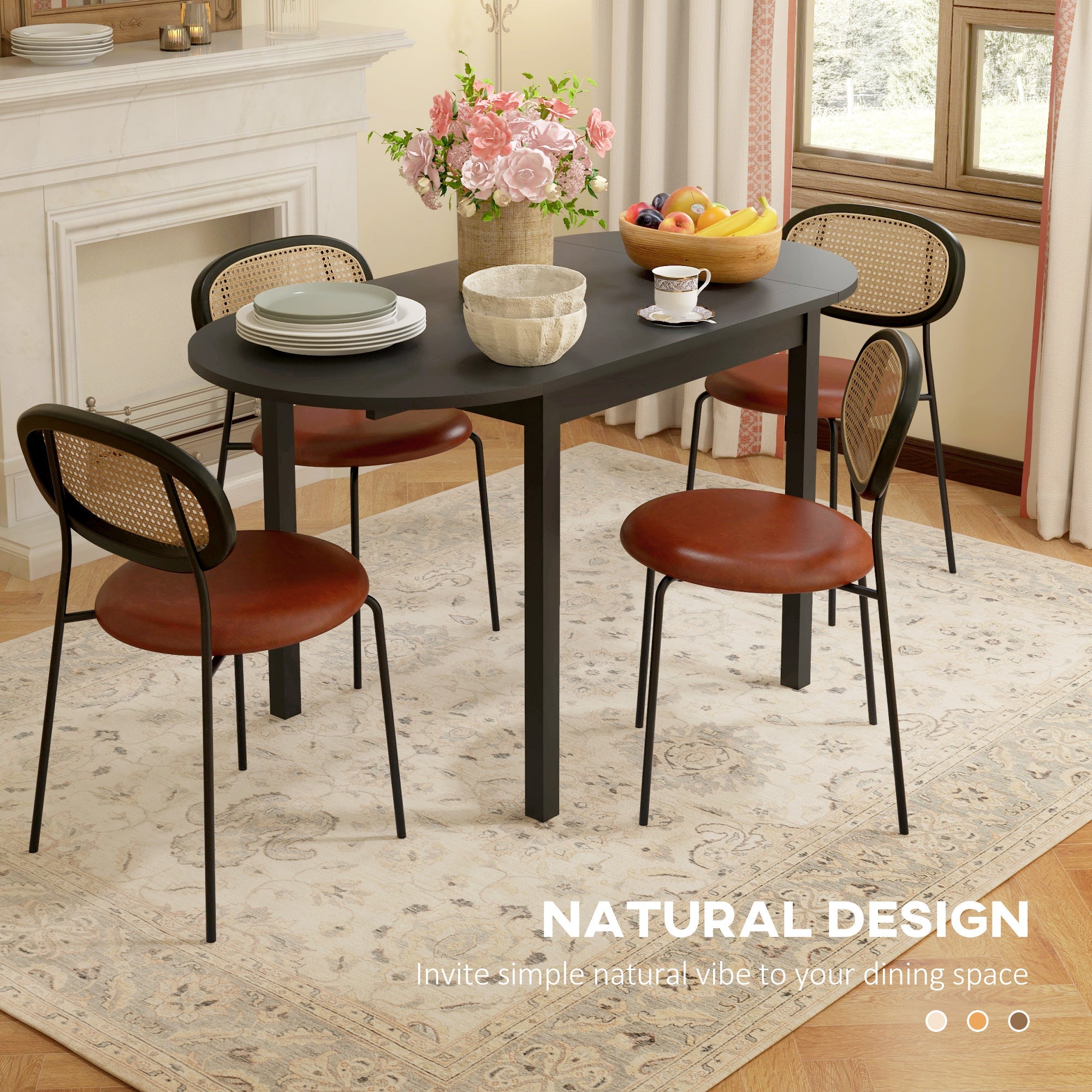 HOMCOM Space-Saving Solid Wood Dining Table - Drop Leaf Design for Small Spaces, Folding, Black