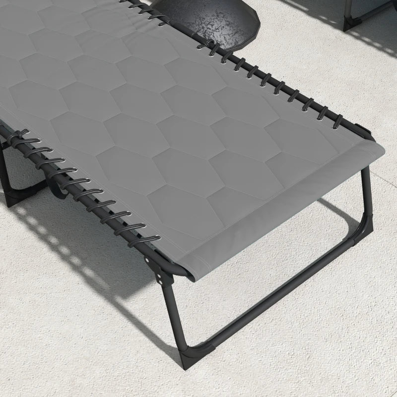 Folding Chaise Lounge with Reclining Back, 25.6" x 74" x 14.2", Grey