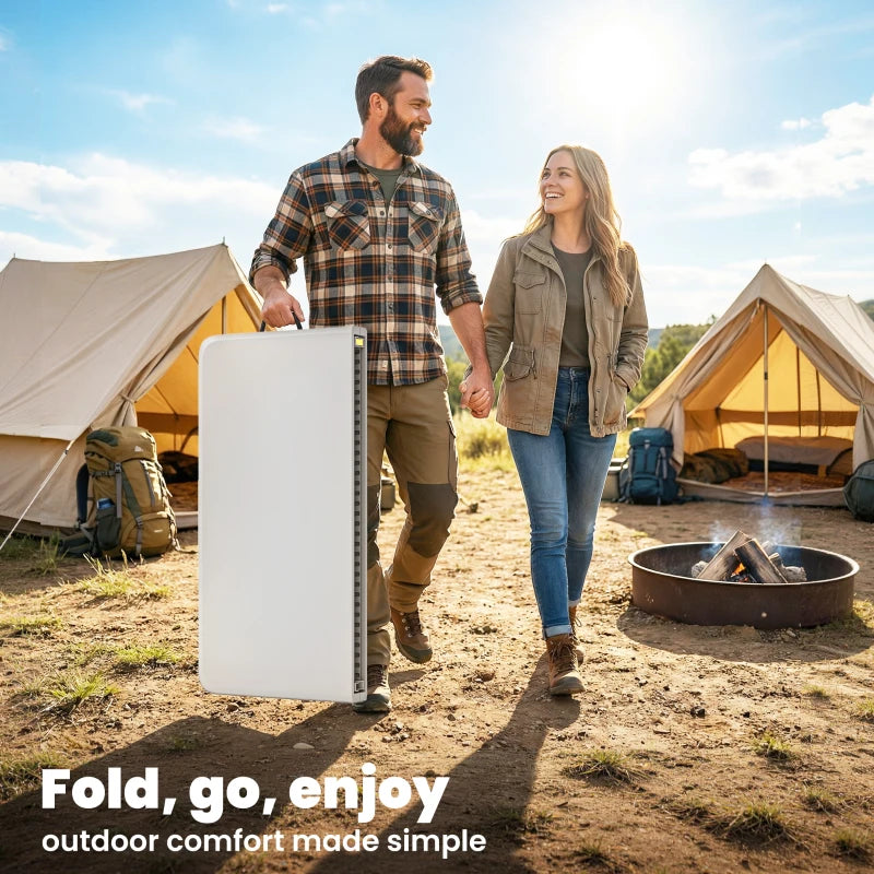 Folding Picnic Table Heavy Duty Camping Table 34" x 34", Indoor Outdoor Use for Picnic, Beach, BBQ, White
