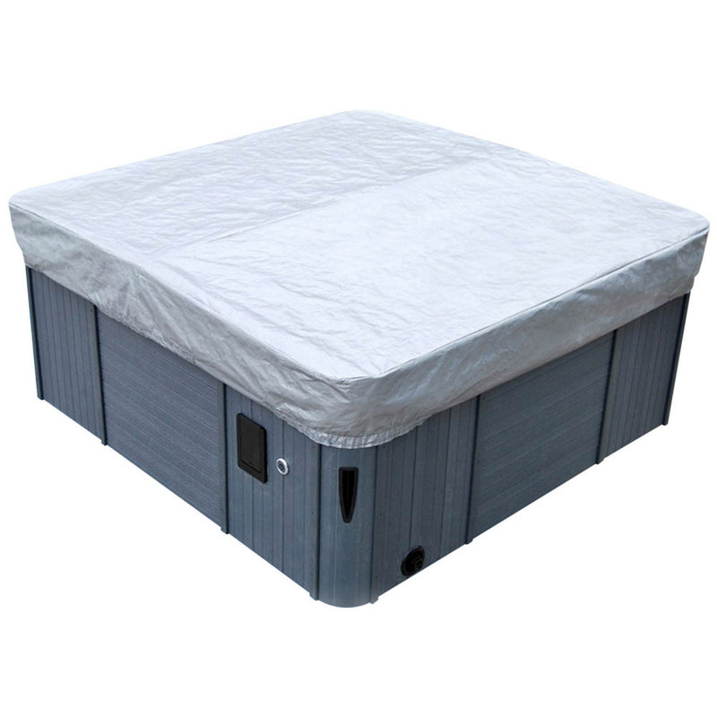 Square Hot Tub Cover Weather Guard | All-Weather Spa Cap with Elastic Skirt