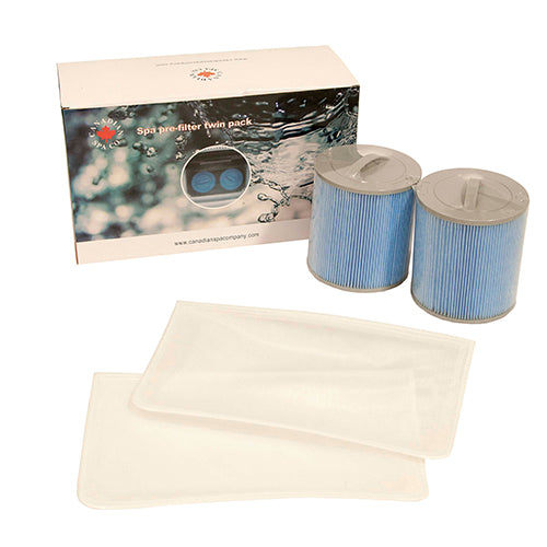 Glacier Microban® 100 SQ FT Spa Filter Set | 2 Filters + 1 Pre-Filter, Antimicrobial Protection