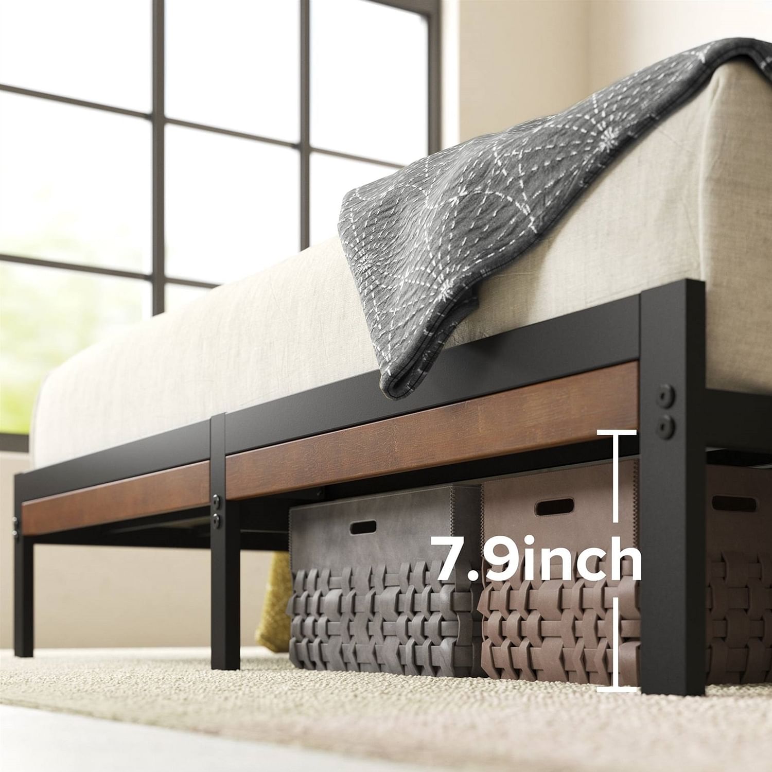 King Size Eco Friendly Bamboo Metal Platform Bed Frame - Free Shipping