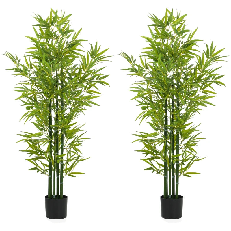 5FT Artificial Bamboo Tree, Faux Decorative Plant in Nursery Pot for Indoor Decor, Set of 2