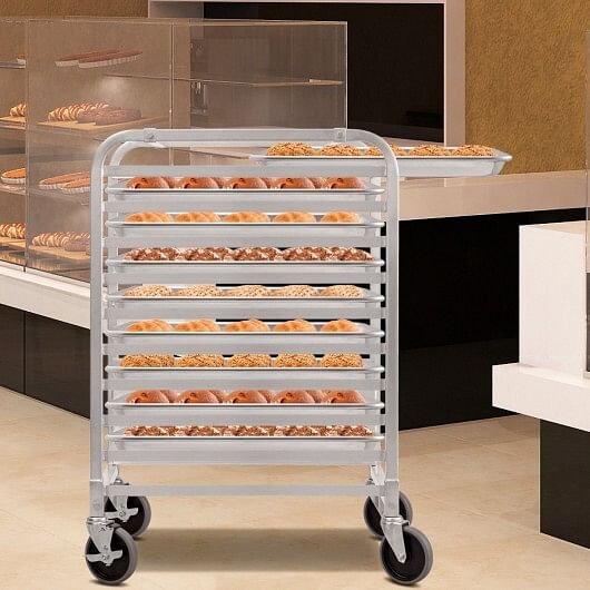 10 Sheets Aluminum Rolling Bakery Pan Rack - Free Shipping