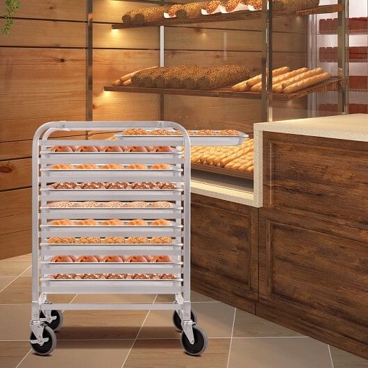 10 Sheets Aluminum Rolling Bakery Pan Rack - Free Shipping