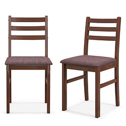 Set of 2 Mid-Century Wooden Dining Chairs-Espresso - Free Shipping